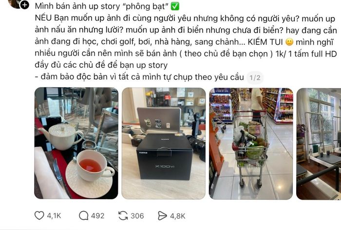  Các bài đăng quảng bá dịch vụ bán ảnh sang chảnh nở rộ trên Threads.