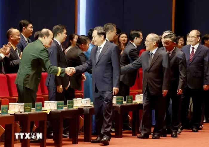 Chủ tịch Quốc hội Trần Thanh Mẫn cùng các đại biểu dự khai mạc Đại hội. Ảnh: Phương Hoa/TTXVN.