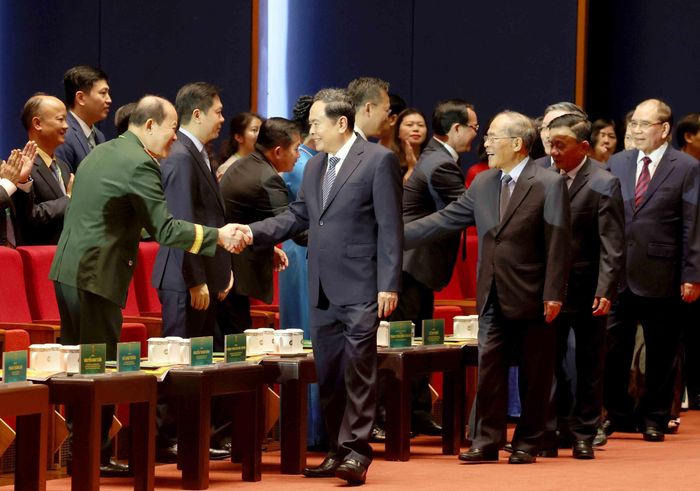 Chủ tịch Quốc hội Trần Thanh Mẫn cùng các đại biểu dự khai mạc Đại hội. Ảnh: Phương Hoa - TTXVN