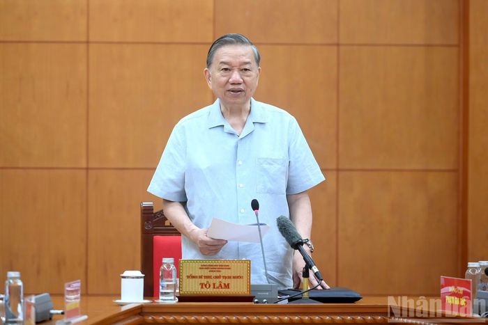 Tổng Bí thư, Chủ tịch nước Tô Lâm phát biểu chỉ đạo tại cuộc làm việc.