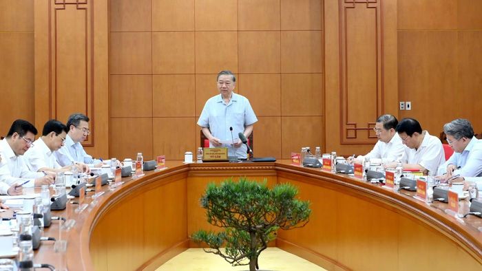 Tổng Bí thư, Chủ tịch nước Tô Lâm chủ trì làm việc về Đề án tổng kết Nghị quyết 36–NQ/TW. (Ảnh: ĐĂNG KHOA)