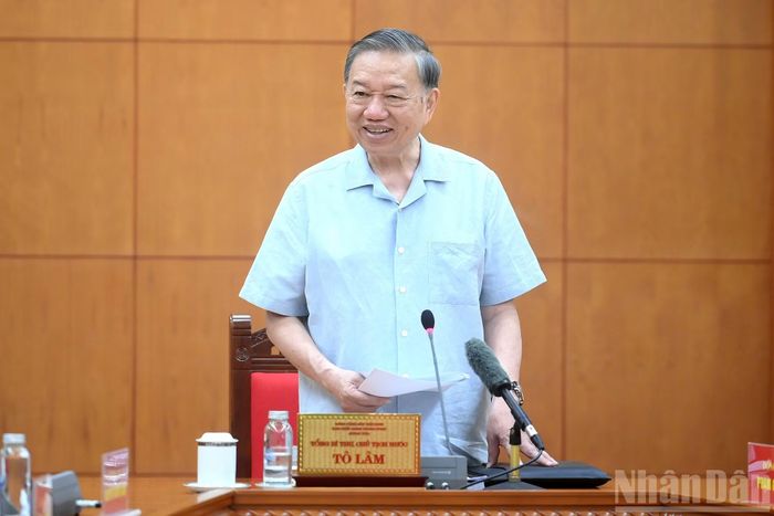 Tổng Bí thư, Chủ tịch nước Tô Lâm phát biểu kết luận tại cuộc làm việc.