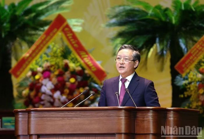 Chủ tịch Hội Nông dân Việt Nam Lương Quốc Đoàn phát biểu nhận nhiệm vụ mới.
