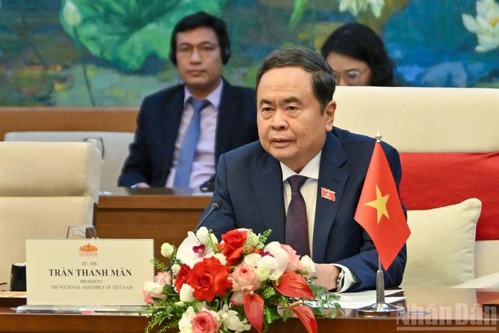 Chủ tịch Quốc hội Trần Thanh Mẫn phát biểu tại hội kiến.