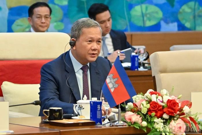 Thủ tướng Campuchia Hun Manet phát biểu tại hội kiến.