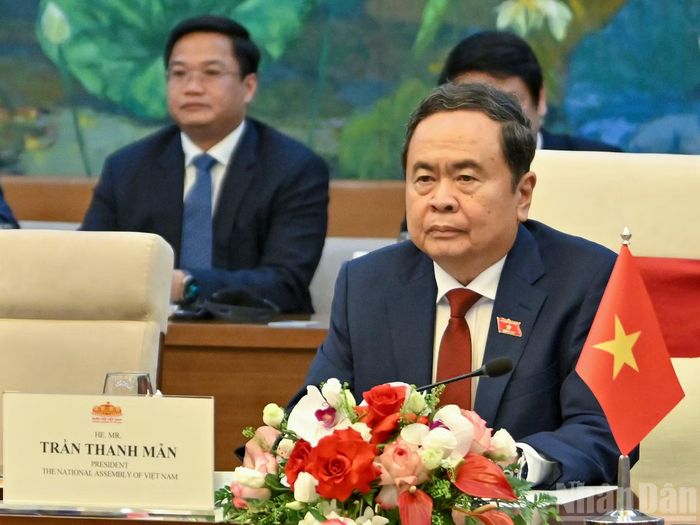 Chủ tịch Quốc hội Trần Thanh Mẫn phát biểu tại hội kiến.