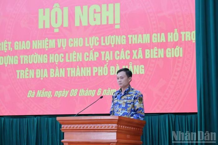 Đại diện lực lượng tham gia thực hiện nhiệm vụ phát biểu tại hội nghị.