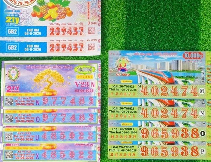 Xổ số miền Nam ngày 8-6 sẽ mở thưởng đối với vé số của 3 đài là TPHCM, Cà Mau và Đồng Tháp. Ảnh: ĐLVS Thanh