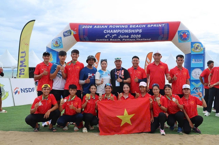 Đội tuyển rowing biển Việt Nam gặt hái nhiều thành công tại Giải vô địch rowing biển châu Á 2026. Ảnh: TTXVN