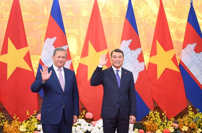 Thủ tướng Lê Minh Hưng và Thủ tướng Hun Manet. Ảnh: ĐỖ TRUNG 