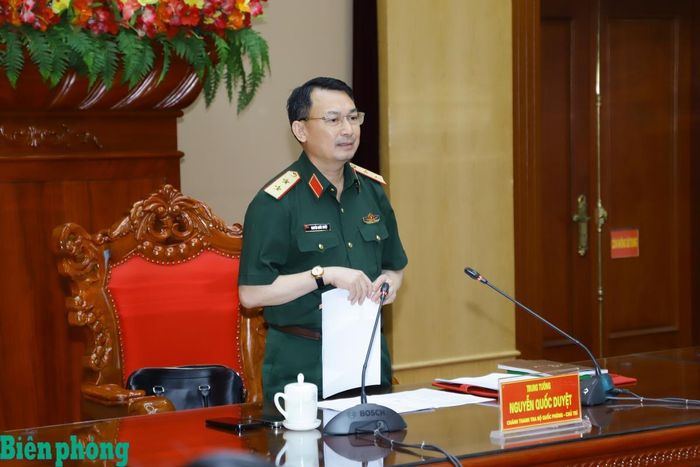 Trung tướng Nguyễn Quốc Duyệt phát biểu tại hội nghị. Ảnh: Ngọc Lâm