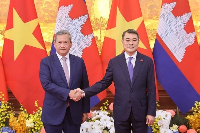 Thủ tướng Lê Minh Hưng và Thủ tướng Hun Manet. Ảnh: VGP/Nhật Bắc