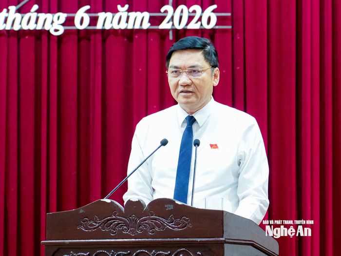 Phó Bí thư Thường trực Tỉnh ủy, Chủ tịch HĐND tỉnh Hoàng Nghĩa Hiếu phát biểu bế mạc kỳ họp. Ảnh: Phạm Bằng