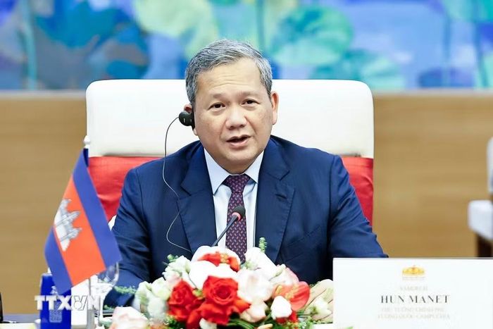 Thủ tướng Campuchia Hun Manet phát biểu. (Ảnh: Doãn Tấn/TTXVN)
