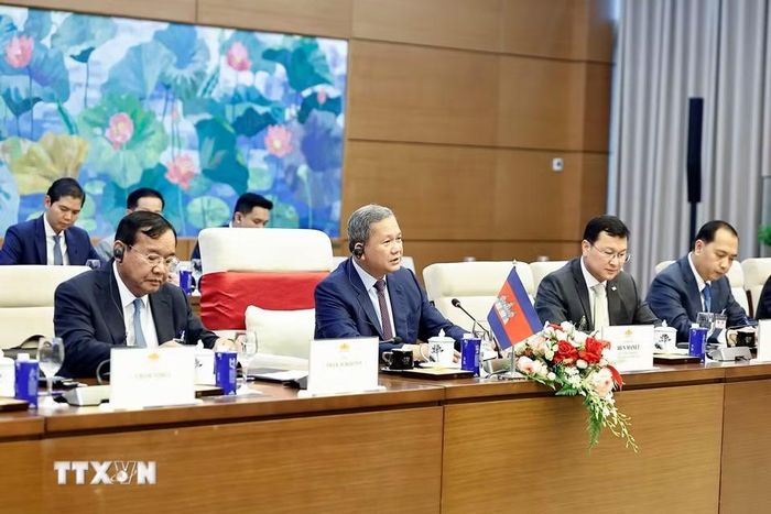 Thủ tướng Campuchia Hun Manet phát biểu. (Ảnh: Doãn Tấn/TTXVN)
