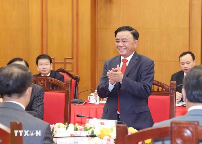 Thường trực Ban Bí thư Trần Cẩm Tú tại buổi tiếp Trưởng đoàn chính đảng các nước ASEAN. (Ảnh: Phương Hoa/TTXVN)