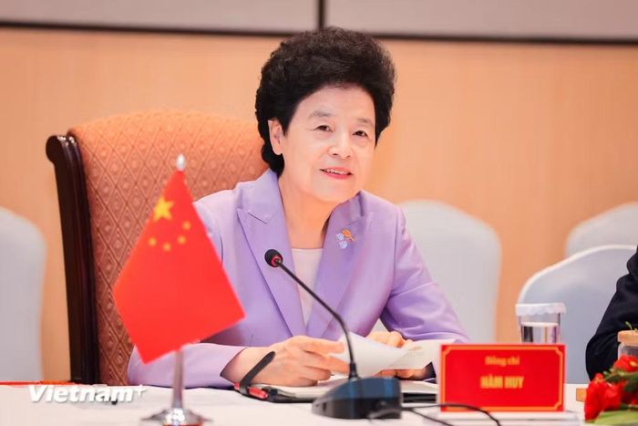 Bà Hàm Huy - Phó Chủ tịch Chính hiệp Toàn quốc Trung Quốc. (Ảnh: Hoài Nam/Vietnam+)