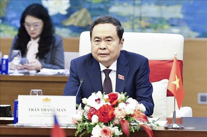 Chủ tịch Quốc hội Trần Thanh Mẫn phát biểu. Ảnh: Doãn Tấn/TTXVN