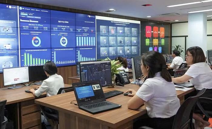 Một góc Trung tâm Giám sát, Điều hành thông minh (IOC) Đà Nẵng.