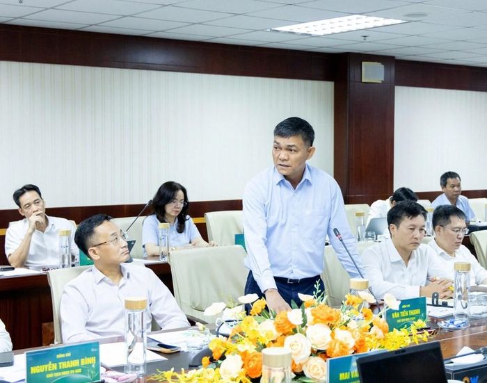 Chủ tịch HĐQT Tổng công ty Phân bón Dầu khí Cà Mau (PVCFC) Văn Tiến Thanh phát biểu tại buổi làm việc. Ảnh: Khánh Ly/Bnews/vnanet.vn