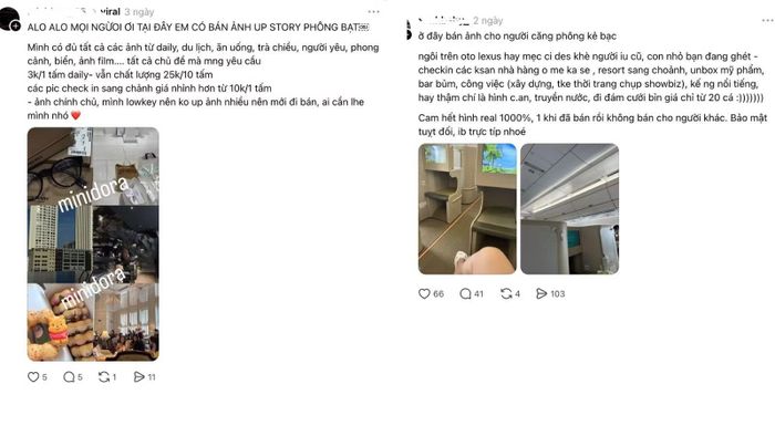 Các bài đăng bán ảnh "phông bạt" xuất hiện nhiều trên mạng xã hội Threads