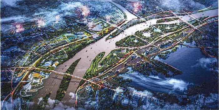 Phối cảnh dự án Trục đại lộ cảnh quan sông Hồng. (Nguồn: Liên danh chủ đầu tư).