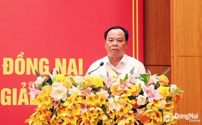 Phó Bí thư Thành ủy Đồng Nai Võ Tấn Đức phát biểu tại buổi lễ. Ảnh: An Nhơn