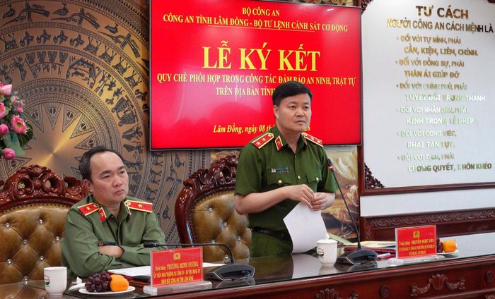 Trung tướng Nguyễn Ngọc Vân, Tư lệnh Bộ Tư lệnh Cảnh sát cơ động đánh giá cao công tác phối hợp với Công an tỉnh Lâm Đồng
