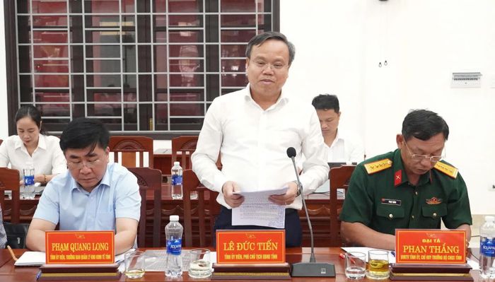 Đồng chí Lê Đức Tiến, Phó Chủ tịch UBND tỉnh phát biểu tại buổi làm việc - Ảnh: Q.V