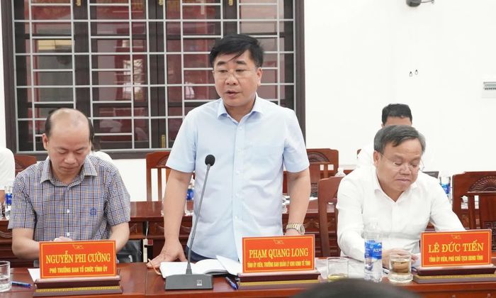 Đại diện lãnh đạo Ban Quản lý Khu kinh tế tỉnh phát biểu tại buổi làm việc - Ảnh: Q.V
