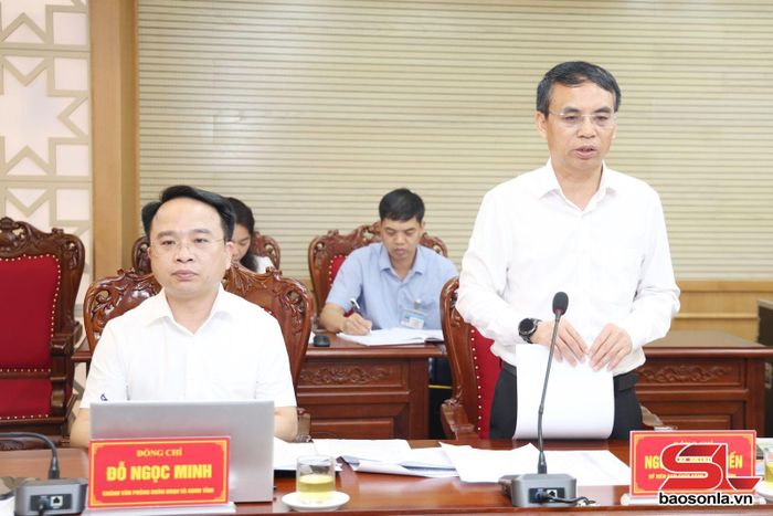 Đồng chí Phó Chủ tịch UBND tỉnh phát biểu tại phiên họp.