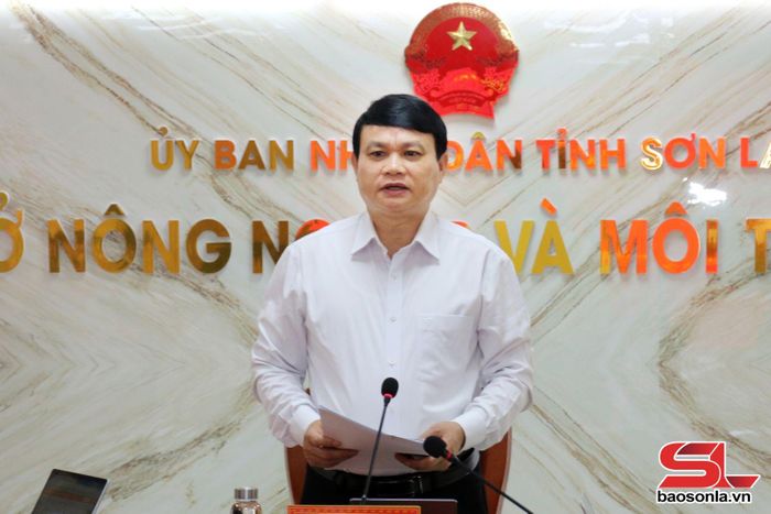 Đồng chí Đặng Ngọc Hậu phát biểu tại buổi làm việc với Sở Nông nghiệp và Môi trường.