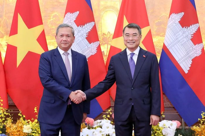 Thủ tướng Chính phủ Lê Minh Hưng và Thủ tướng Campuchia Hun Manet tại hội đàm. Ảnh: Đức Thanh.