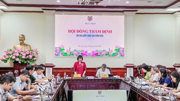 Thứ trưởng Bộ Tư pháp Đặng Hoàng Oanh phát biểu tại cuộc họp thẩm định dự án Luật Luật sư (sửa đổi)