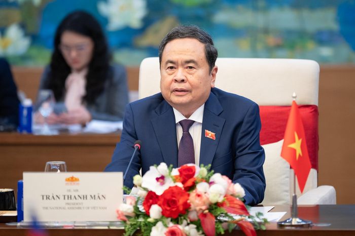 Chủ tịch Quốc hội Trần Thanh Mẫn phát biểu tại cuộc hội kiến