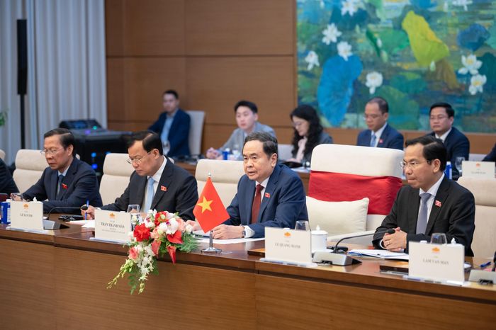 Chủ tịch Quốc hội Trần Thanh Mẫn phát biểu tại cuộc hội kiến