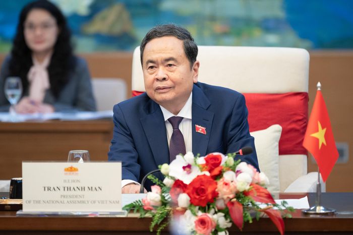 Chủ tịch Quốc hội Trần Thanh Mẫn phát biểu tại cuộc hội kiến
