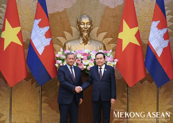 Chủ tịch Quốc hội Trần Thanh Mẫn và Thủ tướng Campuchia Hun Manet tại cuộc hội kiến. Ảnh: Đỗ Thảo - Mekong ASEAN