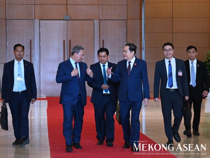 Chủ tịch Quốc hội Trần Thanh Mẫn và Thủ tướng Campuchia Hun Manet sau hội kiến. Ảnh: Đỗ Thảo - Mekong ASEAN