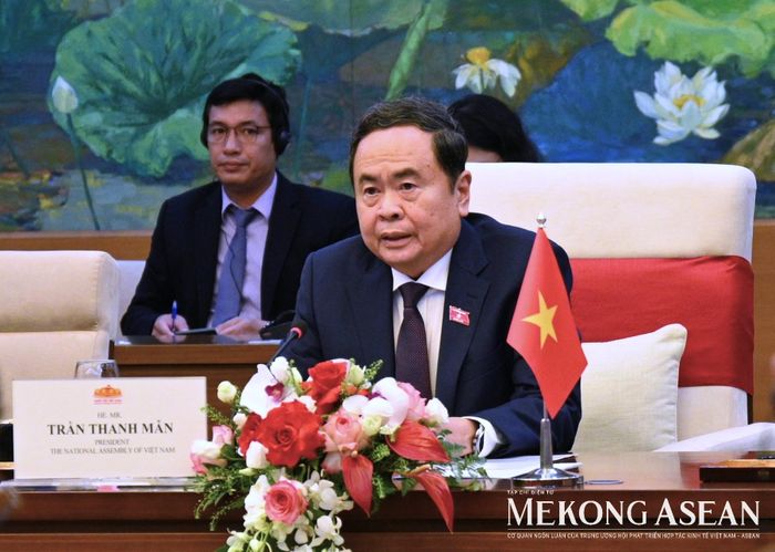 Chủ tịch Quốc hội Trần Thanh Mẫn phát biểu tại cuộc hội kiến. Ảnh: Đỗ Thảo - Mekong ASEAN