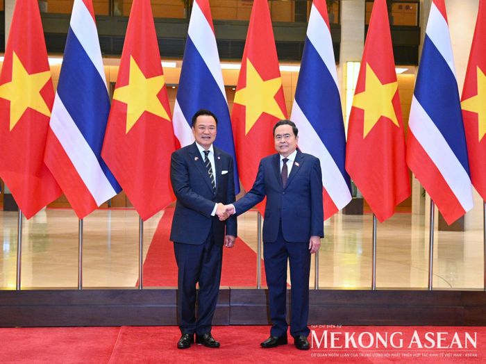 Chủ tịch Quốc hội Trần Thanh Mẫn hội kiến Thủ tướng Thái Lan Anutin Charnvirakul. Ảnh: Đỗ Thảo - Mekong ASEAN