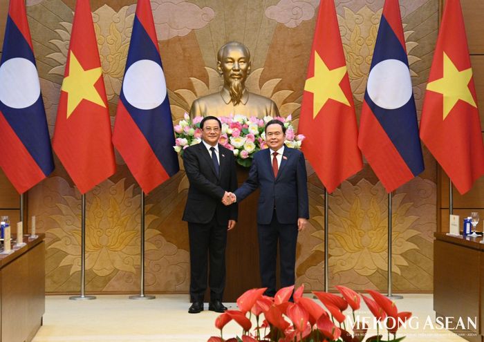 Chủ tịch Quốc hội Trần Thanh Mẫn và Thủ tướng Lào Sonexay Siphandone tại cuộc hội kiến. Ảnh: Đỗ Thảo - Mekong ASEAN