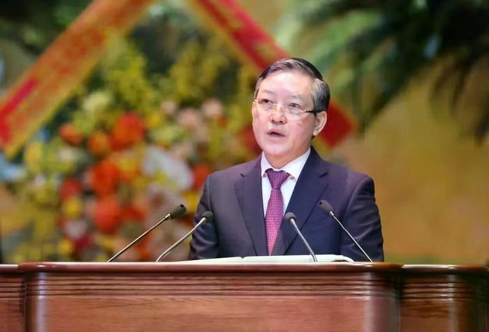 Đồng chí Lương Quốc Đoàn, Ủy viên Trung ương Đảng, Chủ tịch Trung ương Hội Nông dân Việt Nam phát biểu khai mạc Đại hội.