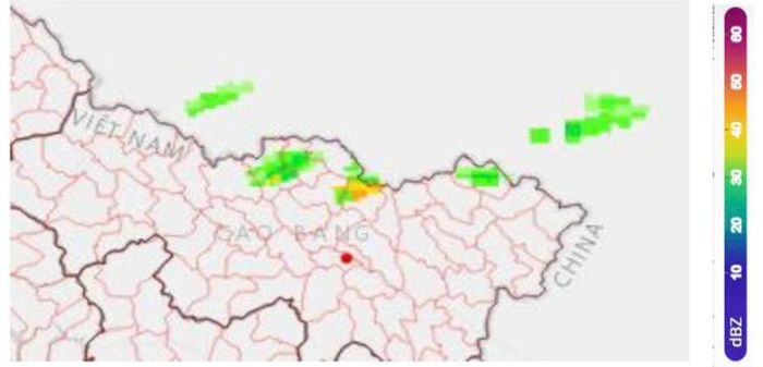 Ảnh radar thời tiết tỉnh Cao Bằng.