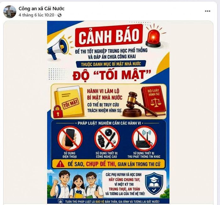 Lực lượng công an xã, phường trong tỉnh đẩy mạnh tuyên truyền trên mạng xã hội về các hành vi vi phạm, gian lận thi cử trước thời điểm diễn ra kỳ thi.