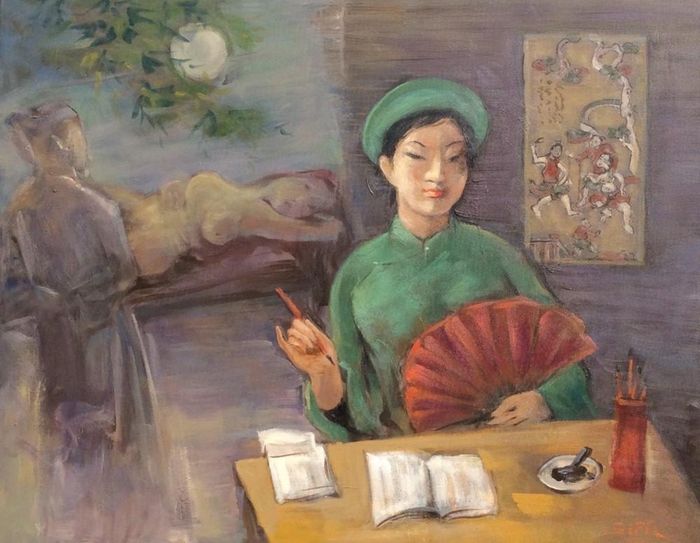Bà chúa thơ Nôm Hồ Xuân Hương - Tranh của họa sĩ Bá Siếu.