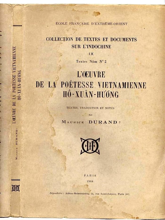 Một ấn bản thơ Hồ Xuân Hương bằng Pháp văn của Viễn Đông Bác Cổ năm 1968. 