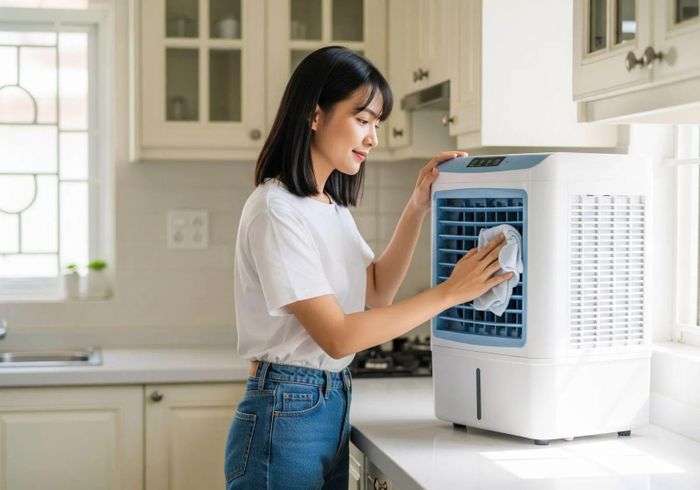  Lau sạch cánh quạt và lồng quạt để tránh tích tụ bụi, vi khuẩn 