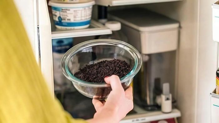 Bạn có thể tận dụng bã cà phê khô để khử mùi cho ngăn đá tủ lạnh