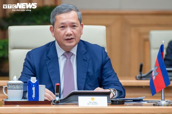 Thủ tướng Vương quốc Campuchia Samdech Moha Borvor Thipadei Hun Manet tại hội đàm sáng 8/6.